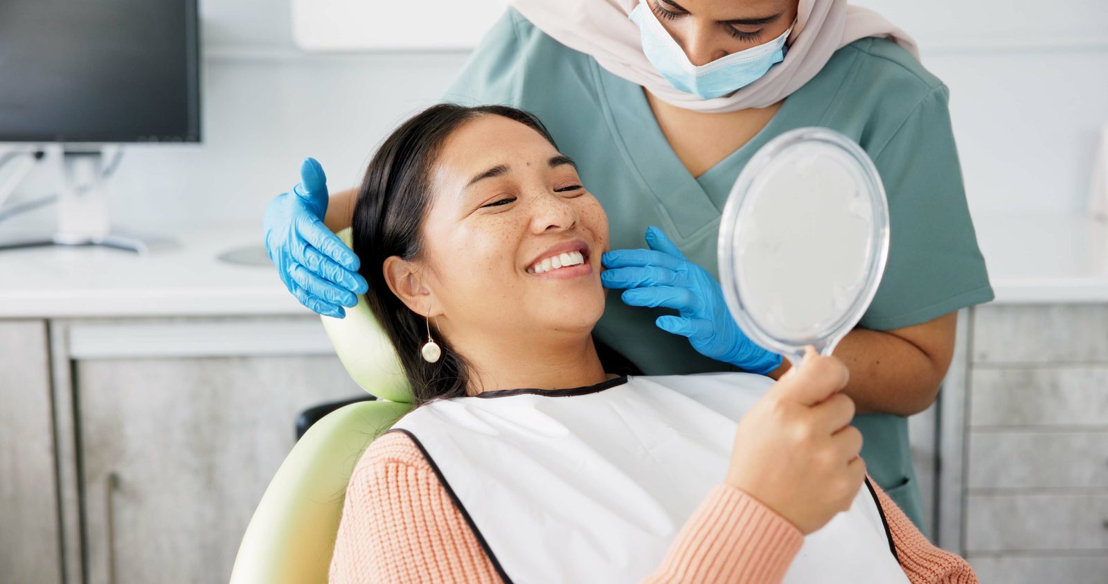 Patient checking their smile